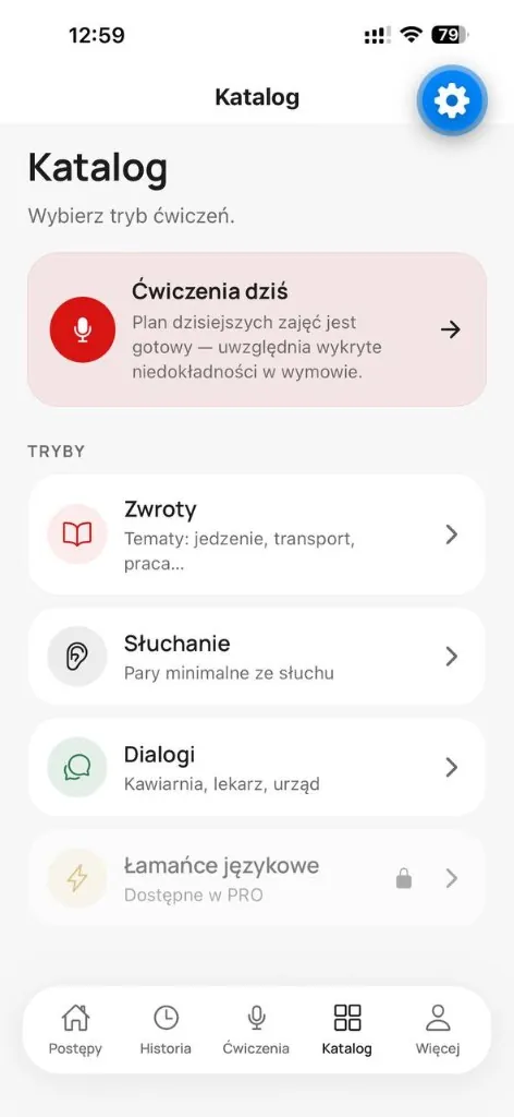 Jak Polak — каталог режимов тренировки польского произношения